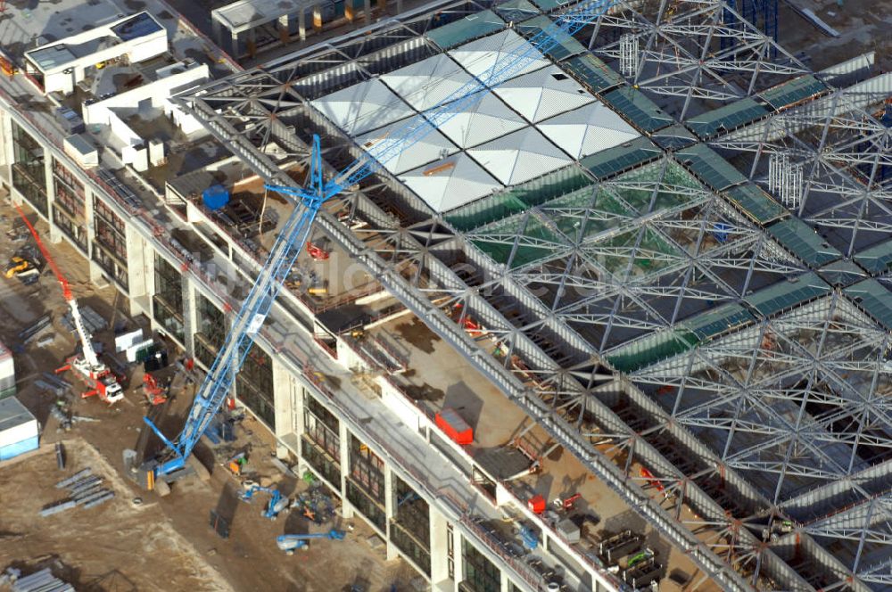 Luftbild Schönefeld - Baustelle Terminal und Bahnhof BBI (SXF) Flughafen Berlin-Schönefeld