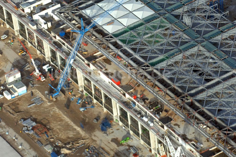 Luftaufnahme Schönefeld - Baustelle Terminal und Bahnhof BBI (SXF) Flughafen Berlin-Schönefeld