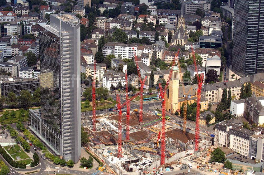 Frankfurt am Main von oben - Baustelle Tower 185 und Pollux-Gebäude