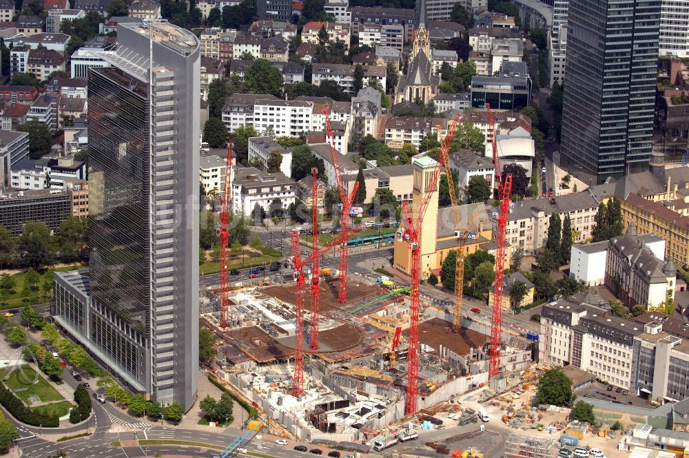 Frankfurt am Main aus der Vogelperspektive: Baustelle Tower 185 und Pollux-Gebäude