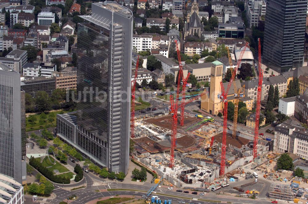 Luftbild Frankfurt am Main - Baustelle Tower 185 und Pollux-Gebäude