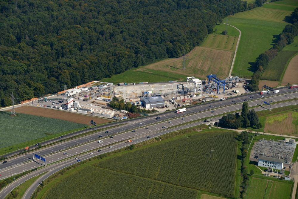 Stuttgart aus der Vogelperspektive: Baustelle mit Tunnelführungsarbeiten für die Streckenführung und den Verlauf des Eisenbahntunnel für Stuttgart 21 in Stuttgart im Bundesland Baden-Württemberg