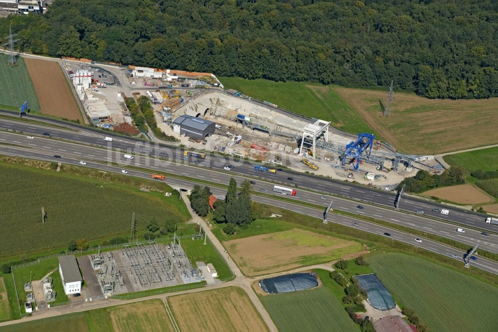 Luftbild Stuttgart - Baustelle mit Tunnelführungsarbeiten für die Streckenführung und den Verlauf des Eisenbahntunnel für Stuttgart 21 in Stuttgart im Bundesland Baden-Württemberg