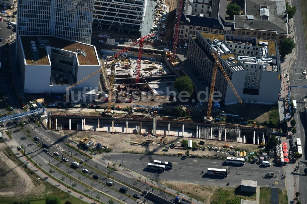 Luftbild Berlin - Baustelle mit Tunnelführungsarbeiten für die Streckenführung und den Verlauf der Stadtbahn - S-Bahn S21 in Berlin