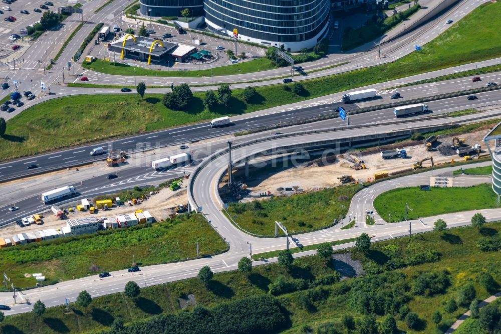 Luftbild Stuttgart - Baustelle mit Tunnelführungsarbeiten am Verlauf des Flughafentunnel in Stuttgart im Bundesland Baden-Württemberg, Deutschland