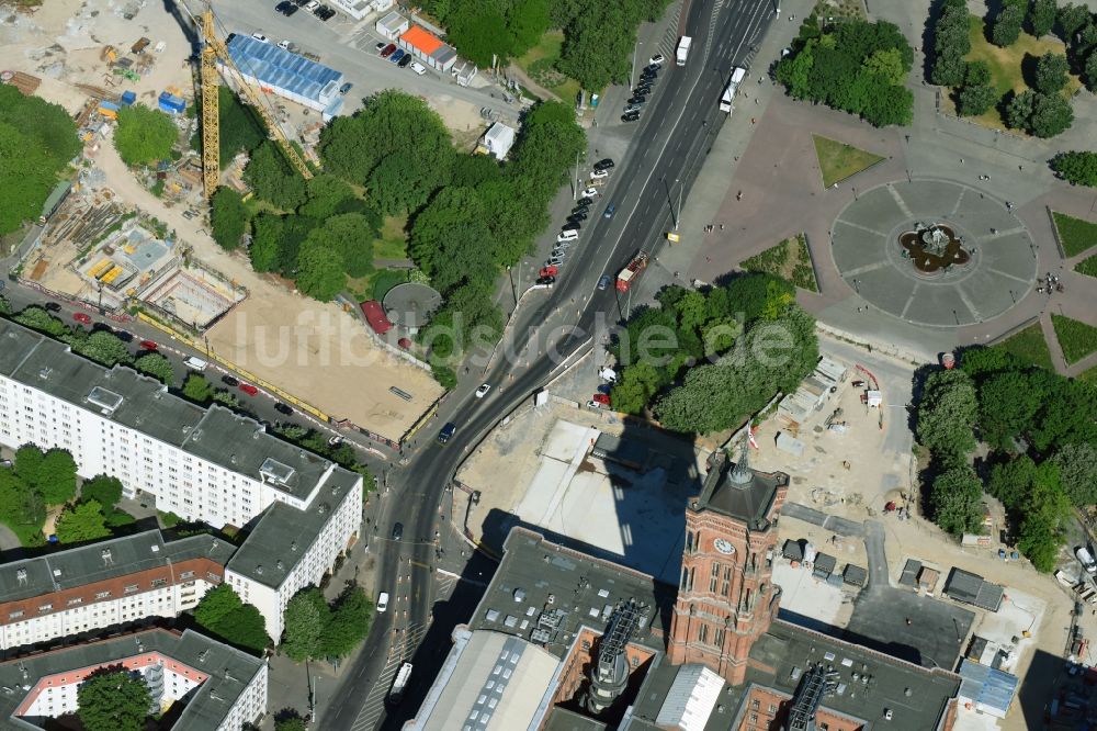 Berlin von oben - Baustelle mit Tunnelführungsarbeiten für die Verlängerung der U-Bahn-Linie der U5 in Berlin