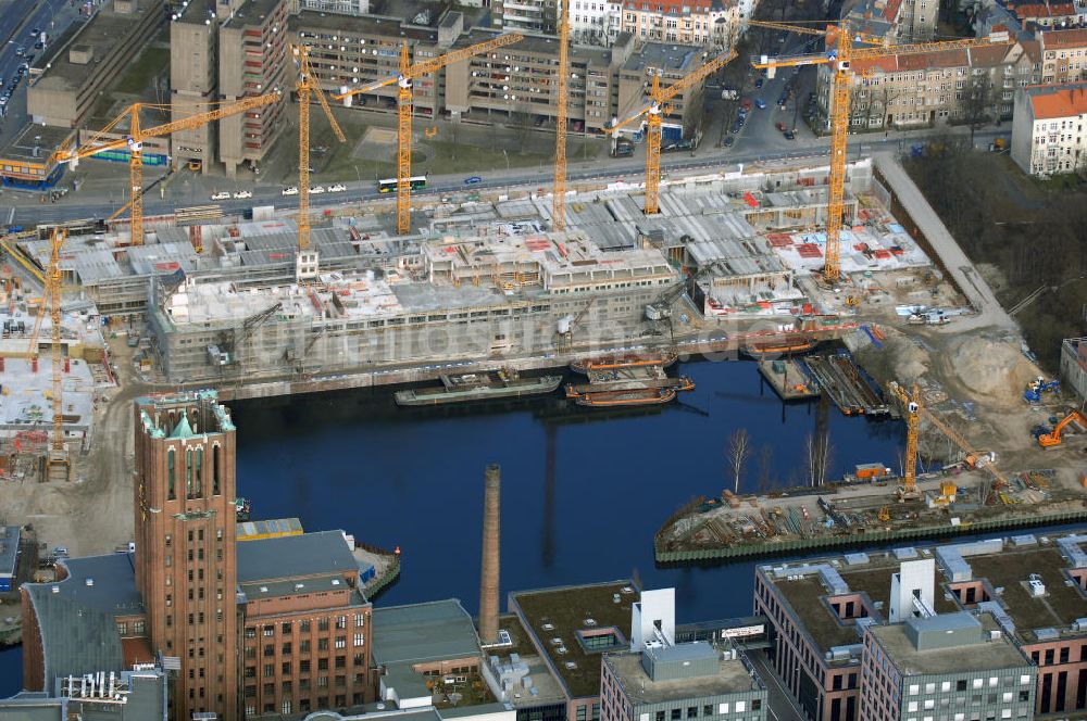 Luftbild Berlin - Baustelle vom Umbau Hafen Tempelhof