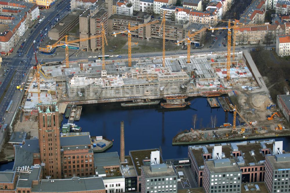 Luftaufnahme Berlin - Baustelle vom Umbau Hafen Tempelhof