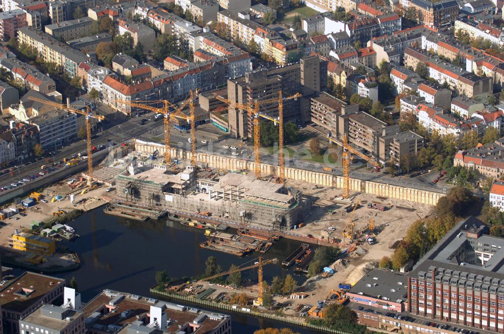 Luftbild Berlin - Baustelle vom Umbau Hafen Tempelhof in Berlin