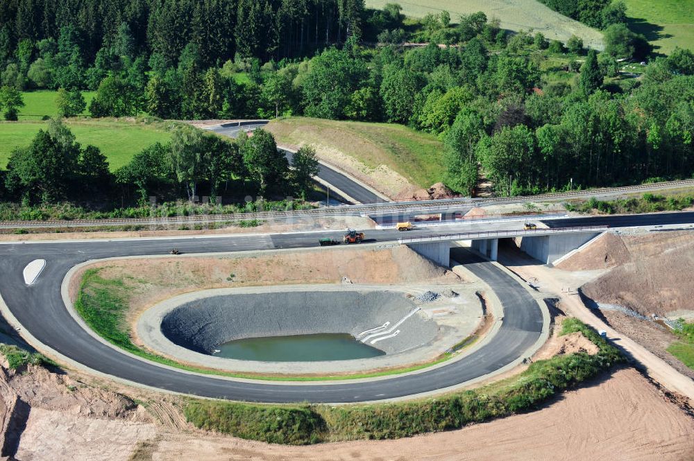 Uslar von oben - Baustelle Umgehungsstraße B241 mit Talbrücke Volpriehausen nahe Uslar in Niedersachsen