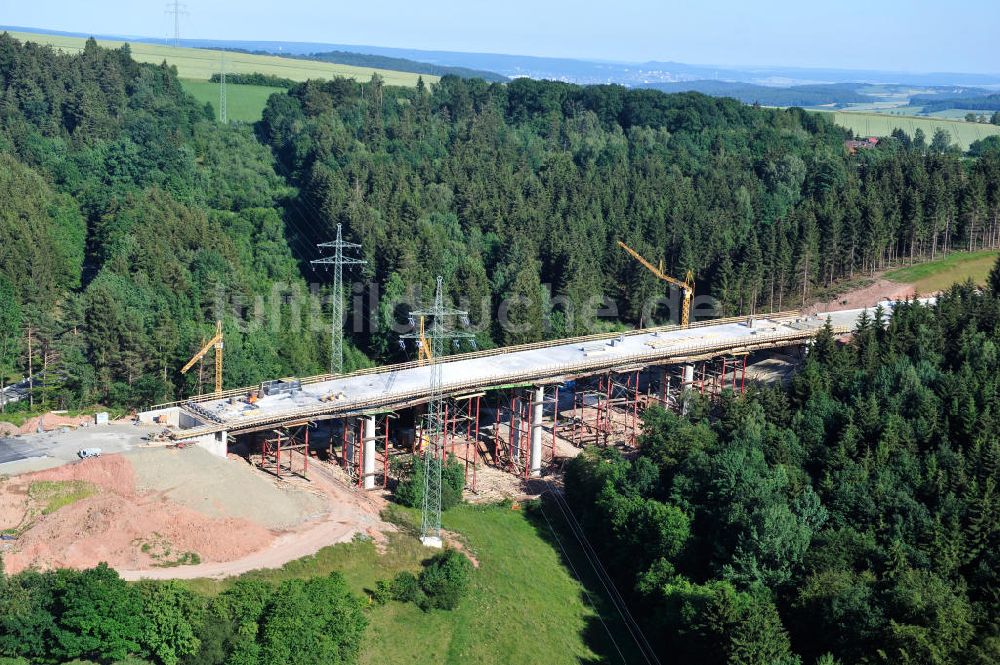 Luftaufnahme Uslar - Baustelle Umgehungsstraße B241 mit Talbrücke Volpriehausen nahe Uslar in Niedersachsen