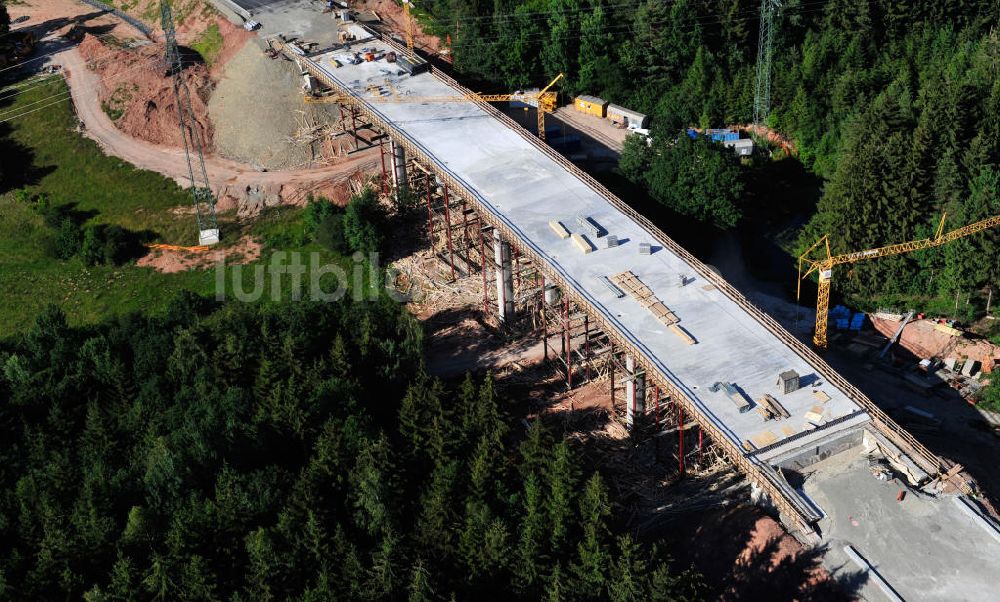 Uslar von oben - Baustelle Umgehungsstraße B241 mit Talbrücke Volpriehausen nahe Uslar in Niedersachsen