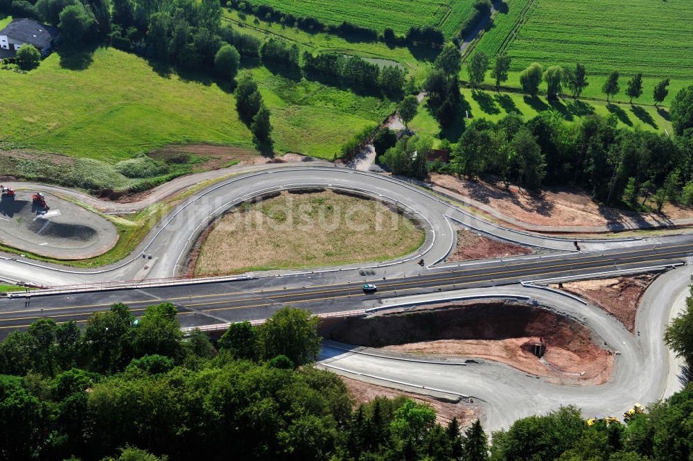 Uslar von oben - Baustelle Umgehungsstraße B241 mit Talbrücke Volpriehausen nahe Uslar in Niedersachsen