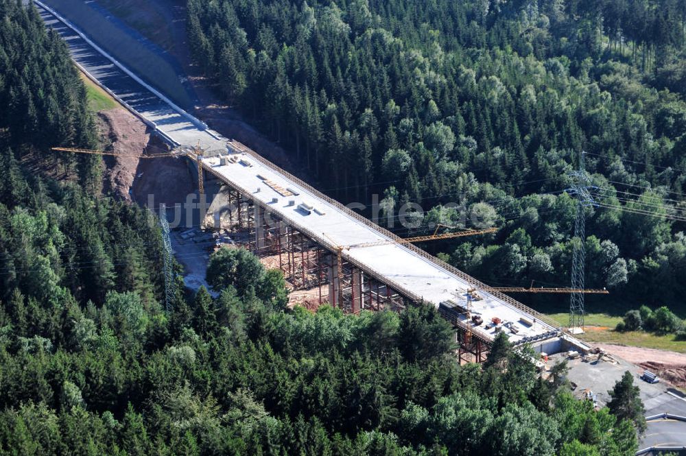 Uslar von oben - Baustelle Umgehungsstraße B241 mit Talbrücke Volpriehausen nahe Uslar in Niedersachsen