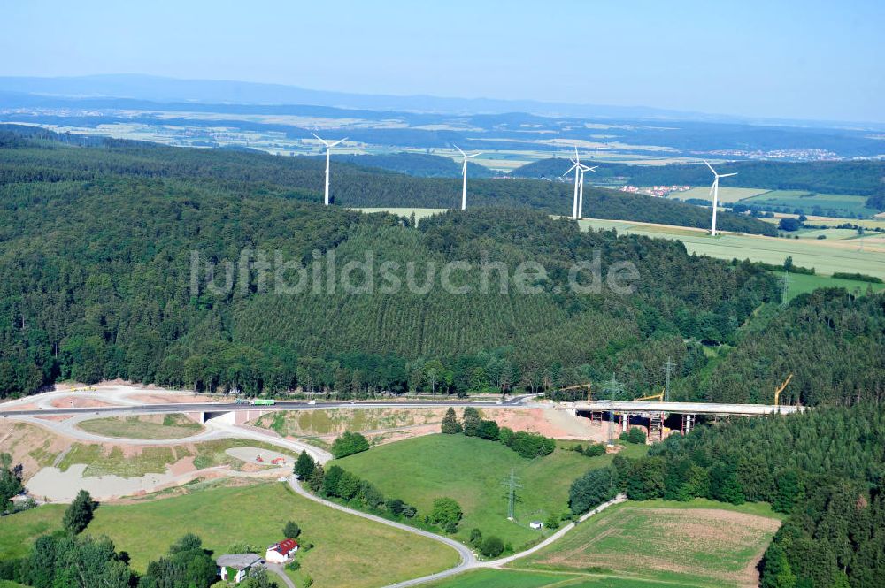 Luftbild Uslar - Baustelle Umgehungsstraße B241 mit Talbrücke Volpriehausen nahe Uslar in Niedersachsen