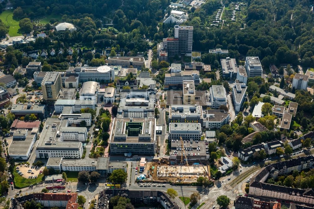 Luftaufnahme Essen - Baustelle am Universitätsklinikum Essen im Bundesland Nordrhein-Westfalen