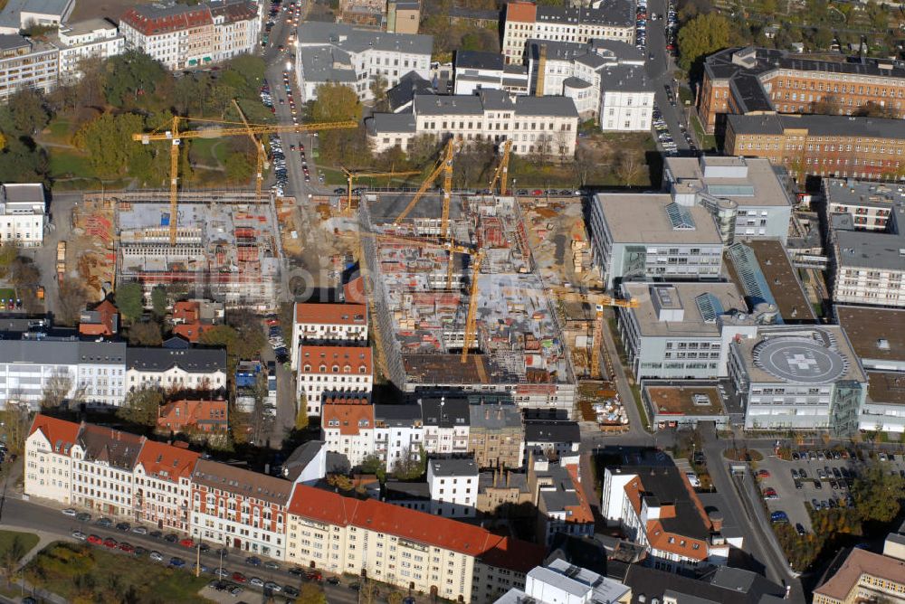 Leipzig von oben - Baustelle auf dem Universitätsklinikum Leipzig