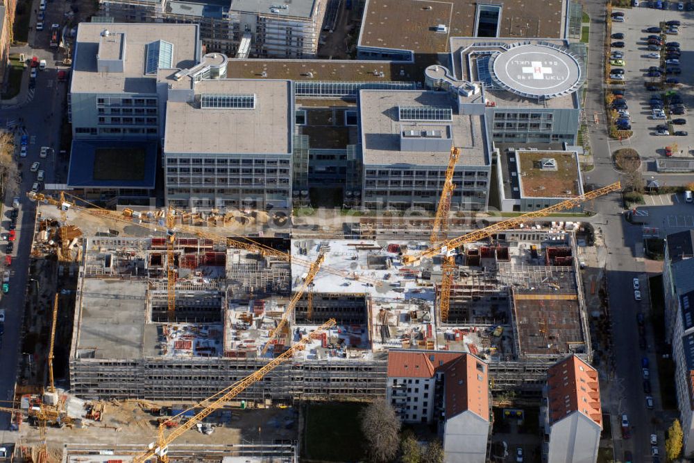 Luftaufnahme Leipzig - Baustelle auf dem Universitätsklinikum Leipzig