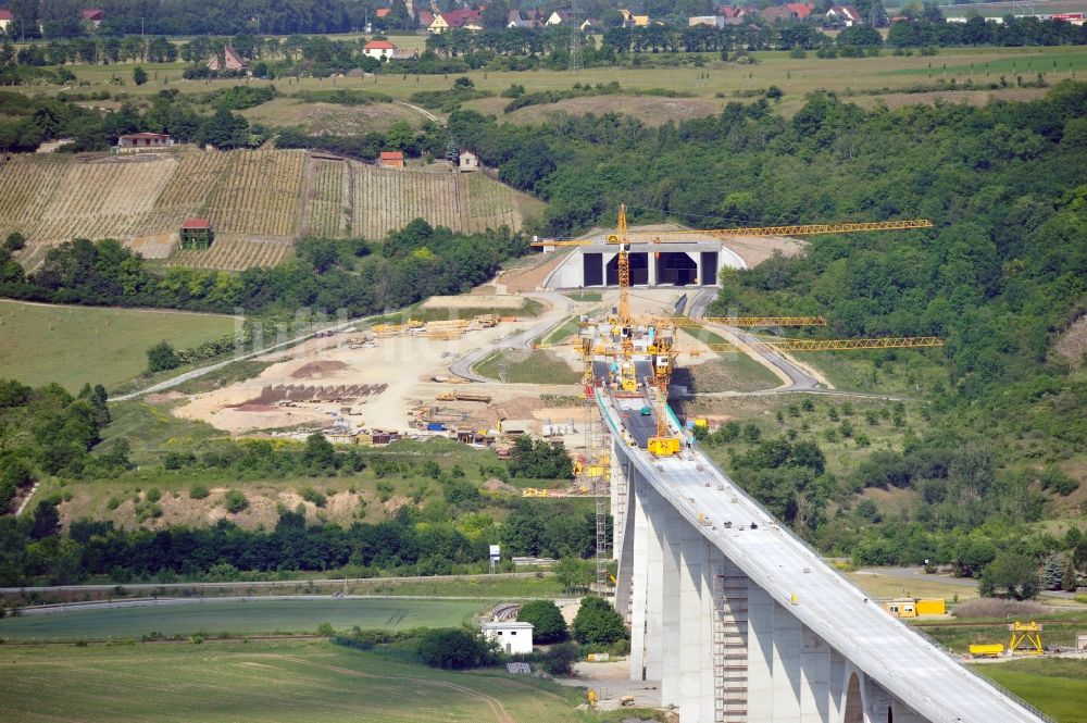 Karsdorf von oben - Baustelle Unstruttalbrücke der Deutschen Bahn bei Karsdorf in Sachsen-Anhalt