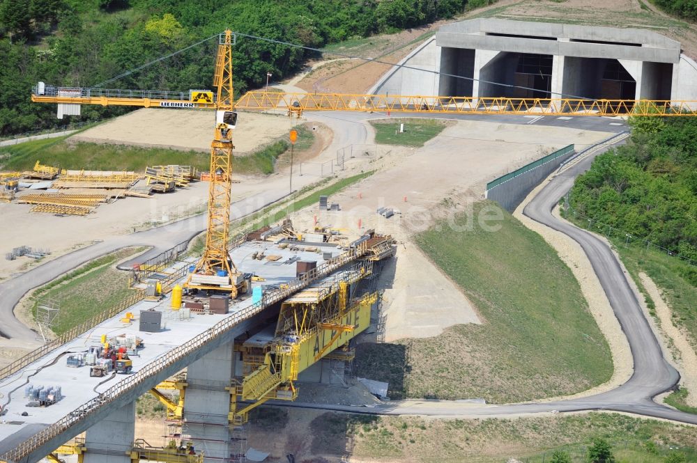 Luftaufnahme Karsdorf - Baustelle Unstruttalbrücke der Deutschen Bahn bei Karsdorf in Sachsen-Anhalt