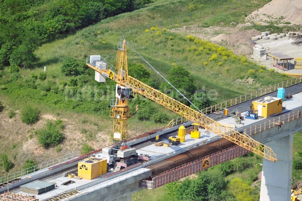 Karsdorf von oben - Baustelle Unstruttalbrücke der Deutschen Bahn bei Karsdorf in Sachsen-Anhalt