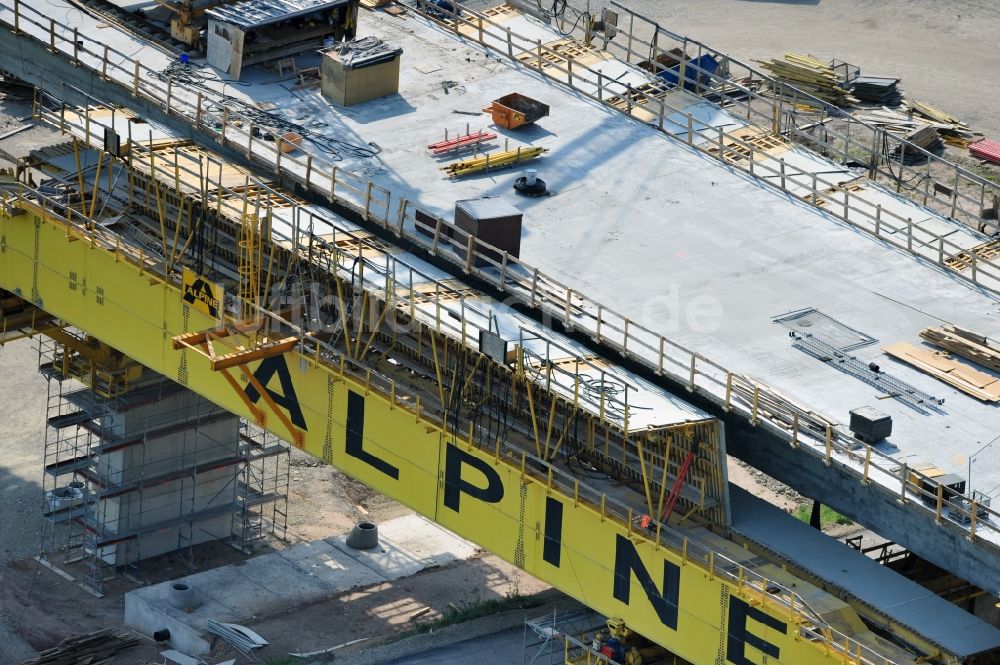 Luftbild Karsdorf - Baustelle Unstruttalbrücke der Deutschen Bahn bei Karsdorf in Sachsen-Anhalt