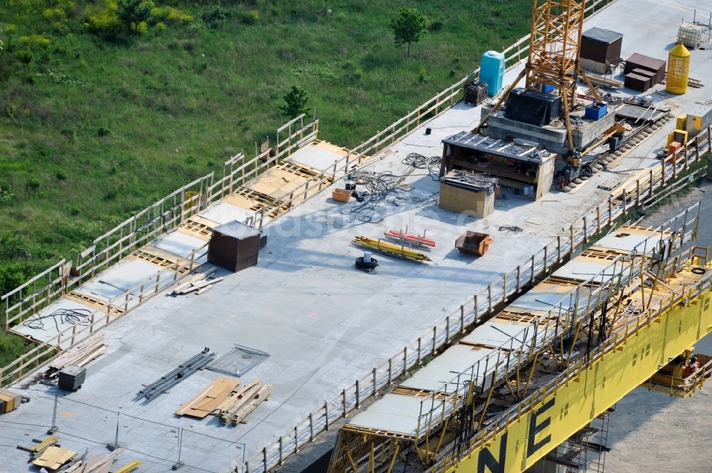 Karsdorf von oben - Baustelle Unstruttalbrücke der Deutschen Bahn bei Karsdorf in Sachsen-Anhalt