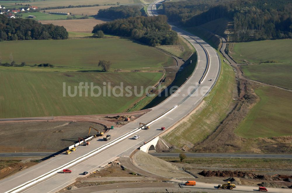 Eisenach aus der Vogelperspektive: Baustelle Unterführung an der Ausfahrt Eisenach-West