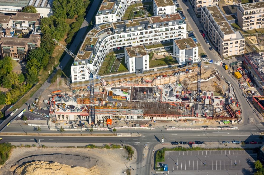 Essen aus der Vogelperspektive: Baustelle der Unternehmenszentrale der Funke Mediengruppe am Berliner Platz in Essen im Bundesland Nordrhein-Westfalen