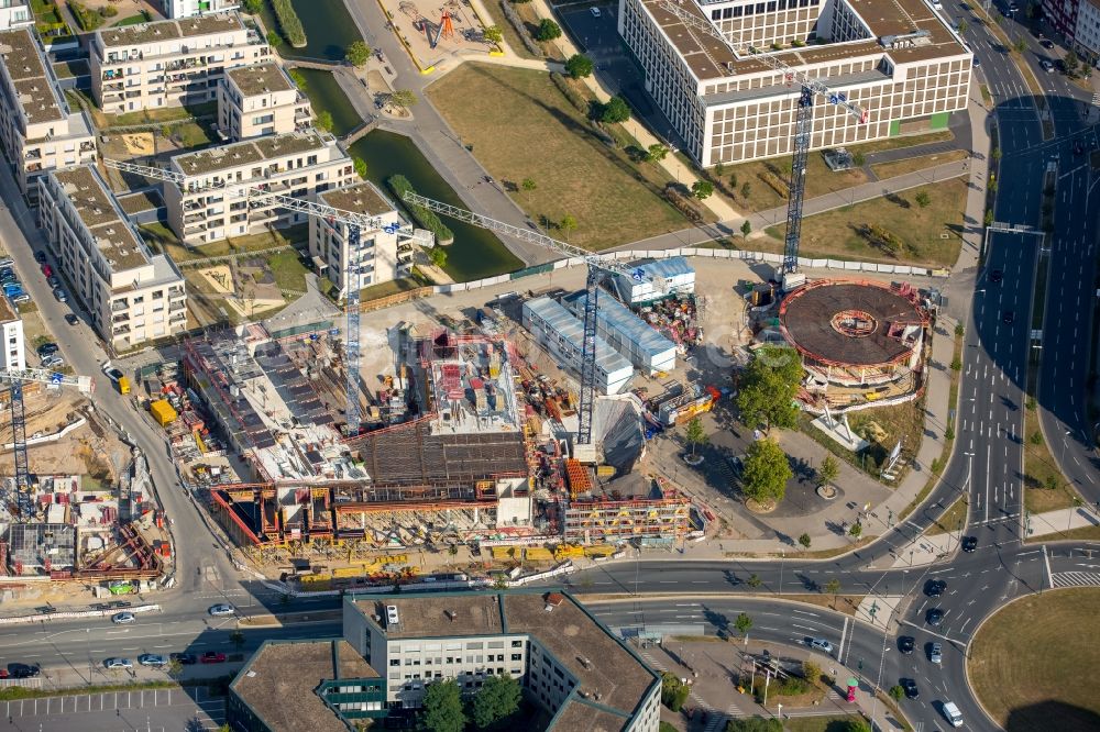 Luftbild Essen - Baustelle der Unternehmenszentrale der Funke Mediengruppe am Berliner Platz in Essen im Bundesland Nordrhein-Westfalen