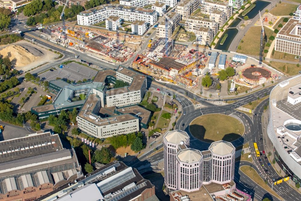 Essen von oben - Baustelle der Unternehmenszentrale der Funke Mediengruppe am Berliner Platz in Essen im Bundesland Nordrhein-Westfalen