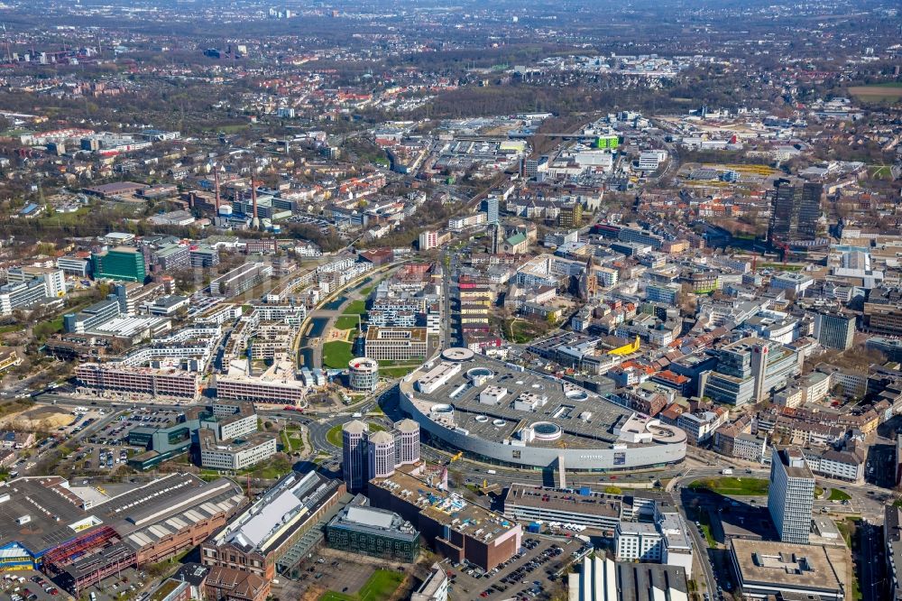 Luftbild Essen - Baustelle der Unternehmenszentrale der Funke Mediengruppe am Berliner Platz in Essen im Bundesland Nordrhein-Westfalen