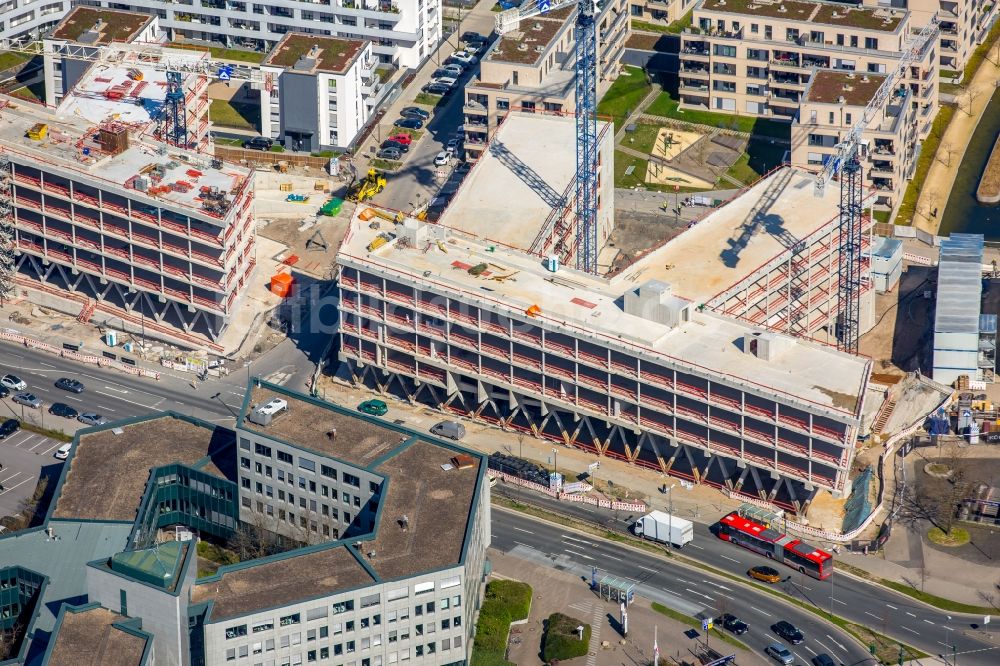 Luftbild Essen - Baustelle der Unternehmenszentrale der Funke Mediengruppe am Berliner Platz in Essen im Bundesland Nordrhein-Westfalen