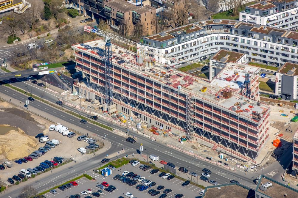 Luftaufnahme Essen - Baustelle der Unternehmenszentrale der Funke Mediengruppe am Berliner Platz in Essen im Bundesland Nordrhein-Westfalen