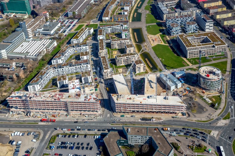 Luftbild Essen - Baustelle der Unternehmenszentrale der Funke Mediengruppe am Berliner Platz in Essen im Bundesland Nordrhein-Westfalen