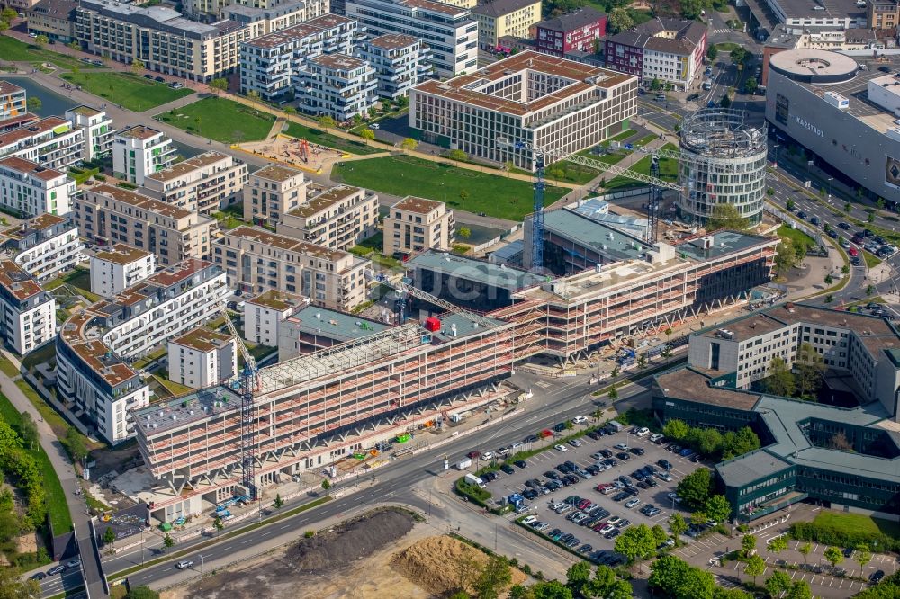 Essen aus der Vogelperspektive: Baustelle der Unternehmenszentrale der Funke Mediengruppe am Berliner Platz in Essen im Bundesland Nordrhein-Westfalen