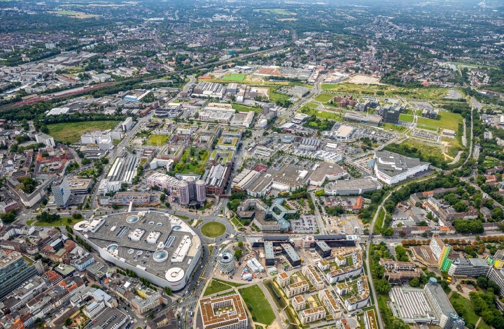 Luftbild Essen - Baustelle der Unternehmenszentrale der Funke Mediengruppe am Berliner Platz in Essen im Bundesland Nordrhein-Westfalen