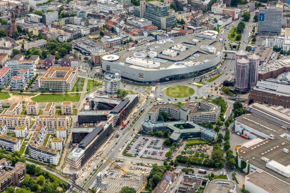 Essen aus der Vogelperspektive: Baustelle der Unternehmenszentrale der Funke Mediengruppe am Berliner Platz in Essen im Bundesland Nordrhein-Westfalen