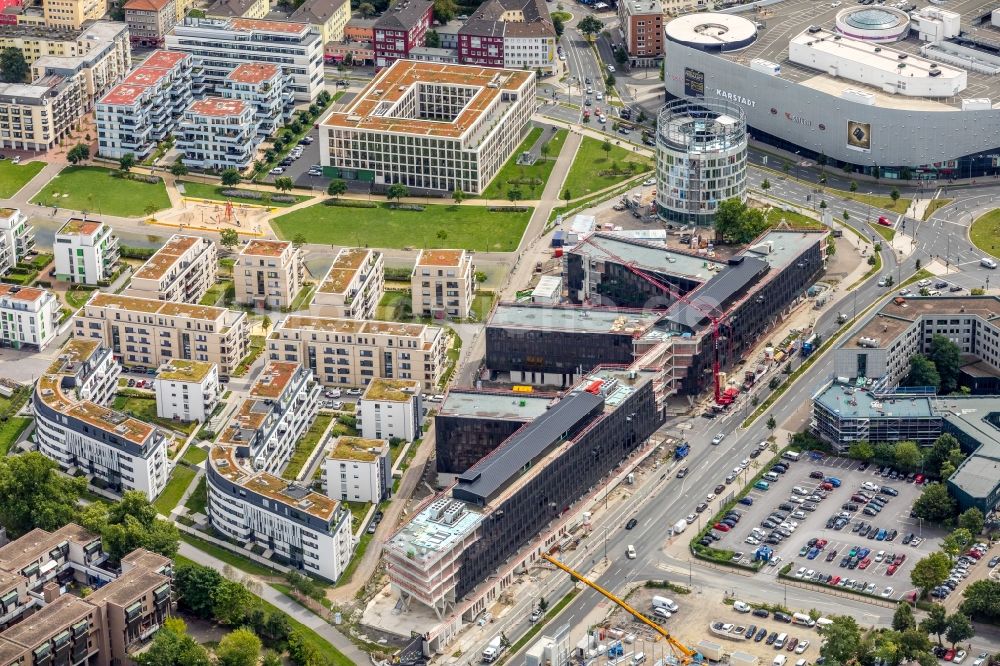 Luftbild Essen - Baustelle der Unternehmenszentrale der Funke Mediengruppe am Berliner Platz in Essen im Bundesland Nordrhein-Westfalen