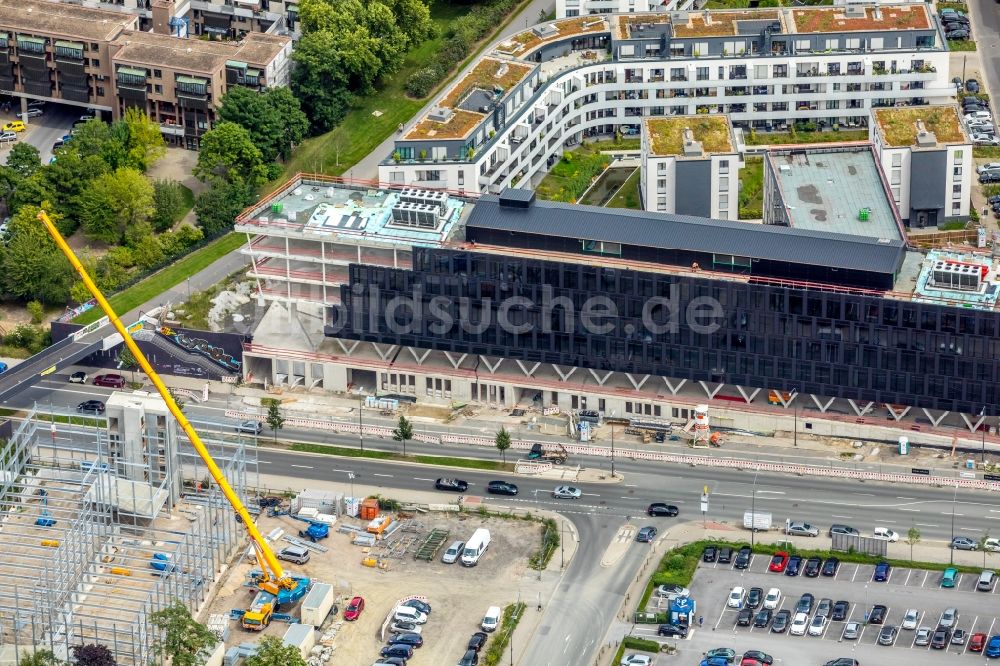 Essen von oben - Baustelle der Unternehmenszentrale der Funke Mediengruppe am Berliner Platz in Essen im Bundesland Nordrhein-Westfalen