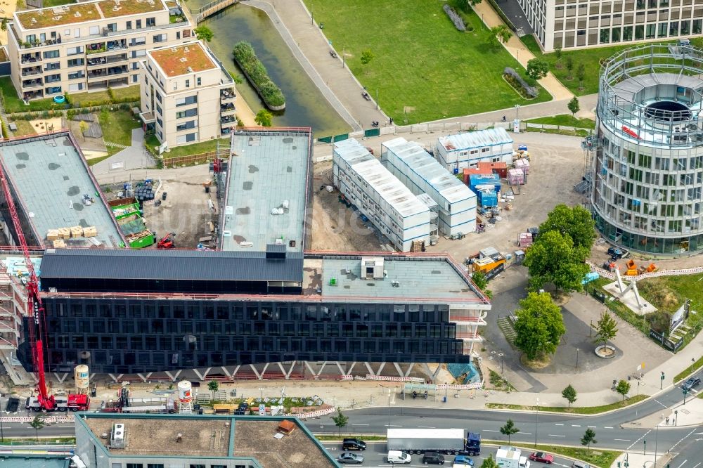 Luftaufnahme Essen - Baustelle der Unternehmenszentrale der Funke Mediengruppe am Berliner Platz in Essen im Bundesland Nordrhein-Westfalen