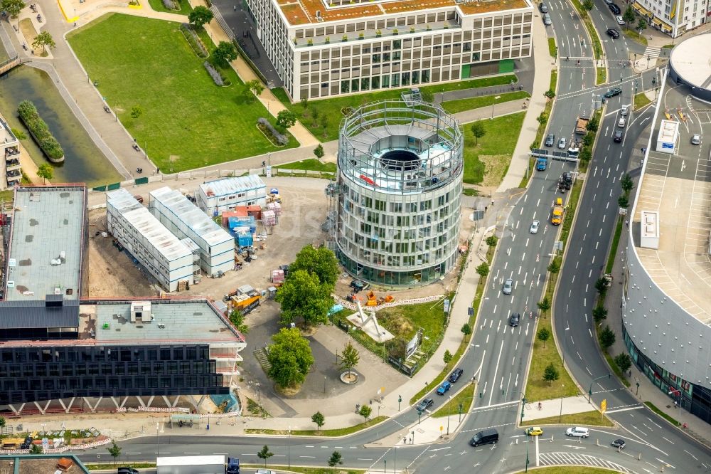 Luftaufnahme Essen - Baustelle der Unternehmenszentrale der Funke Mediengruppe am Berliner Platz in Essen im Bundesland Nordrhein-Westfalen