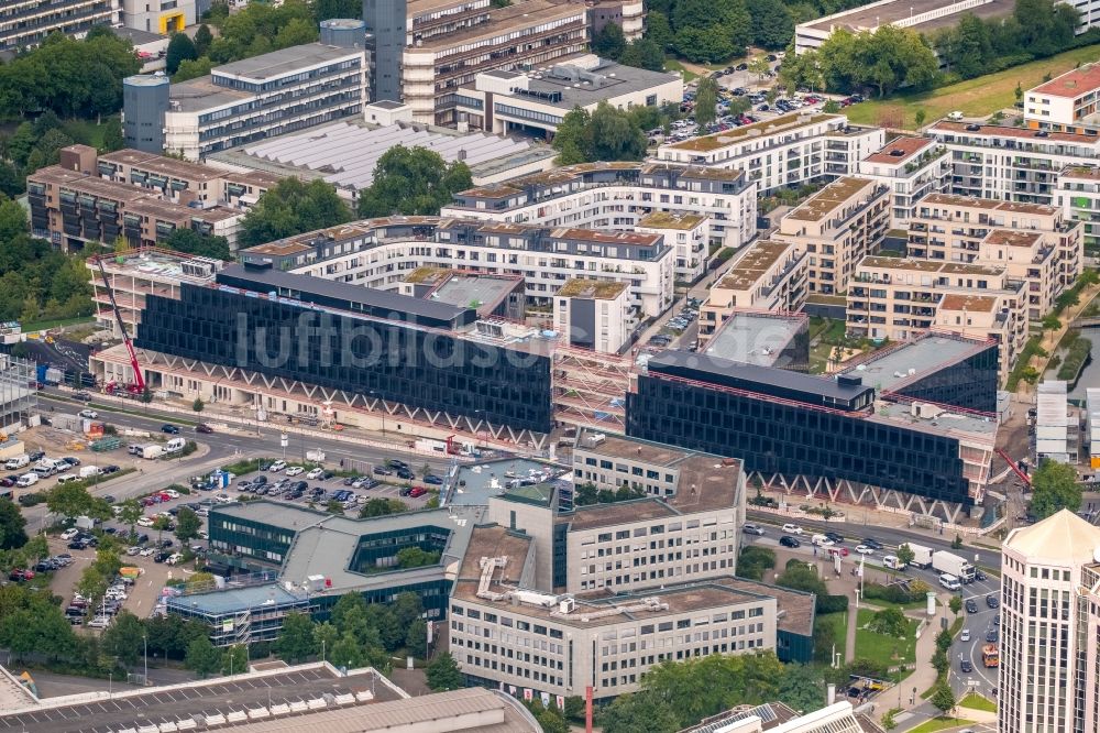 Essen von oben - Baustelle der Unternehmenszentrale der Funke Mediengruppe am Berliner Platz in Essen im Bundesland Nordrhein-Westfalen