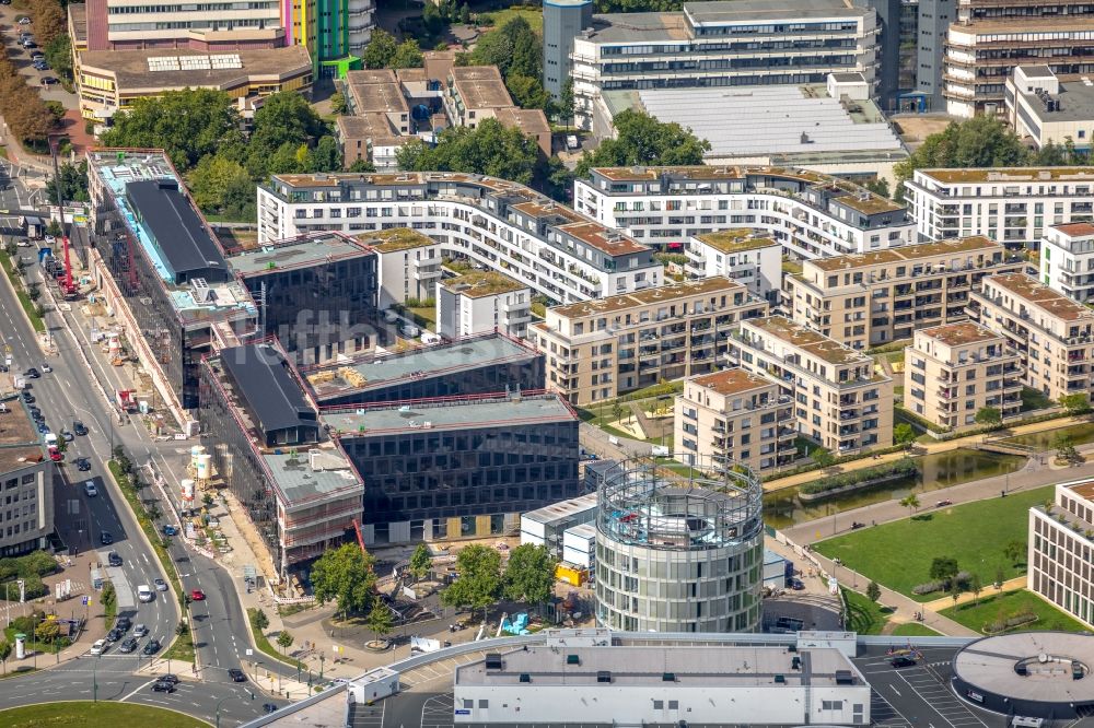 Luftbild Essen - Baustelle der Unternehmenszentrale der Funke Mediengruppe am Berliner Platz in Essen im Bundesland Nordrhein-Westfalen