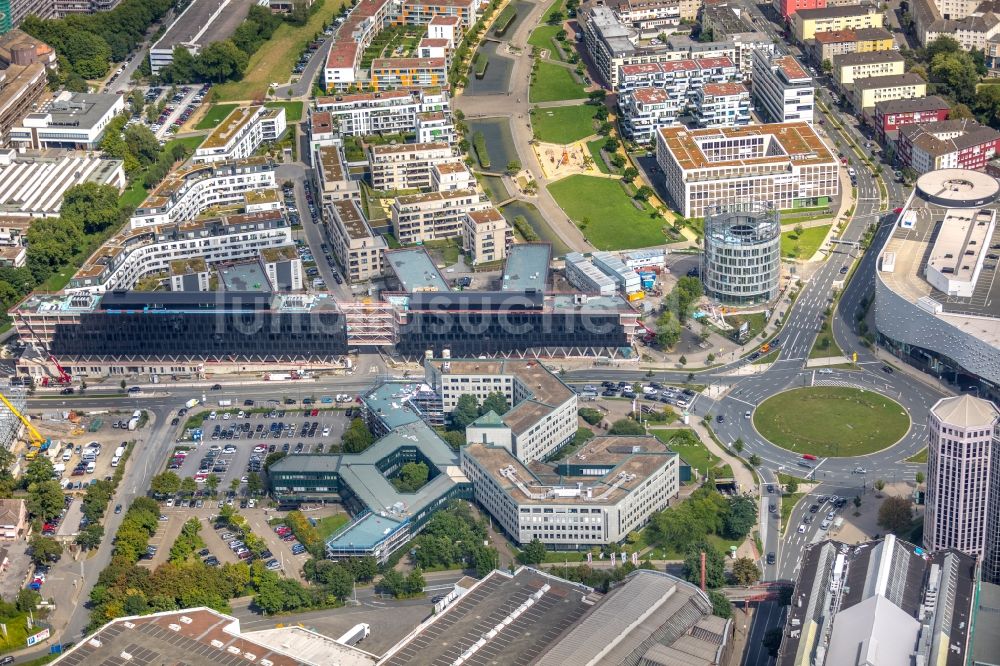 Luftbild Essen - Baustelle der Unternehmenszentrale der Funke Mediengruppe am Berliner Platz in Essen im Bundesland Nordrhein-Westfalen