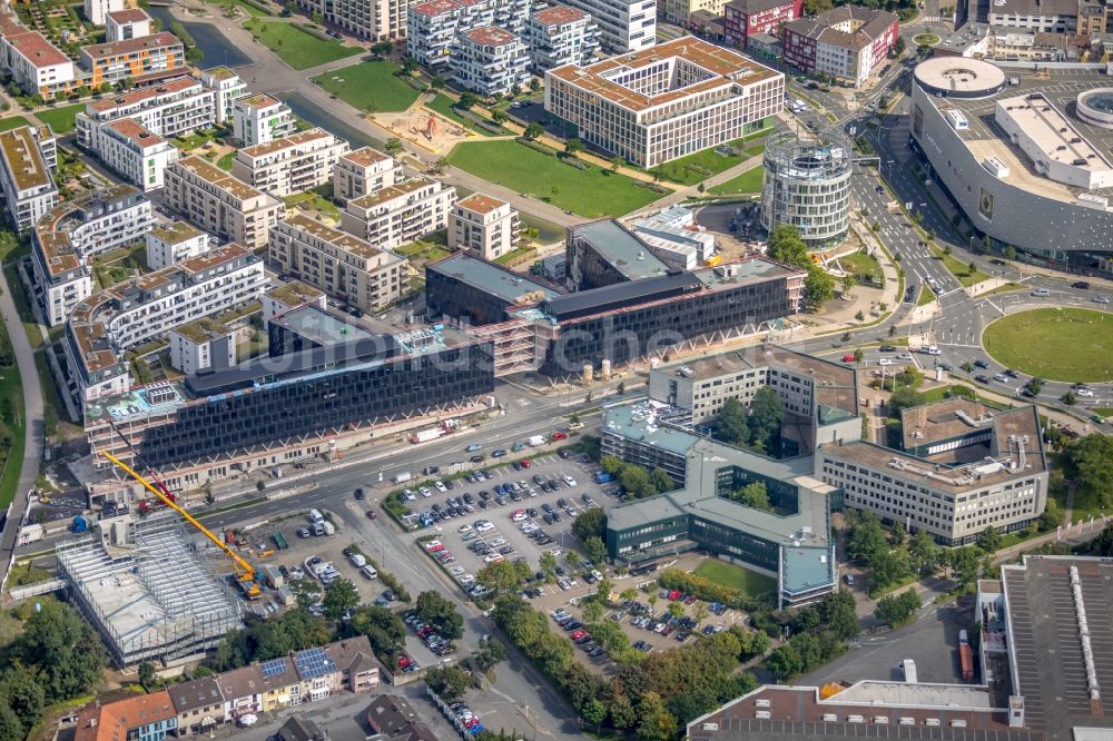 Luftbild Essen - Baustelle der Unternehmenszentrale der Funke Mediengruppe am Berliner Platz in Essen im Bundesland Nordrhein-Westfalen