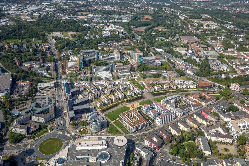 Essen aus der Vogelperspektive: Baustelle der Unternehmenszentrale der Funke Mediengruppe am Berliner Platz in Essen im Bundesland Nordrhein-Westfalen