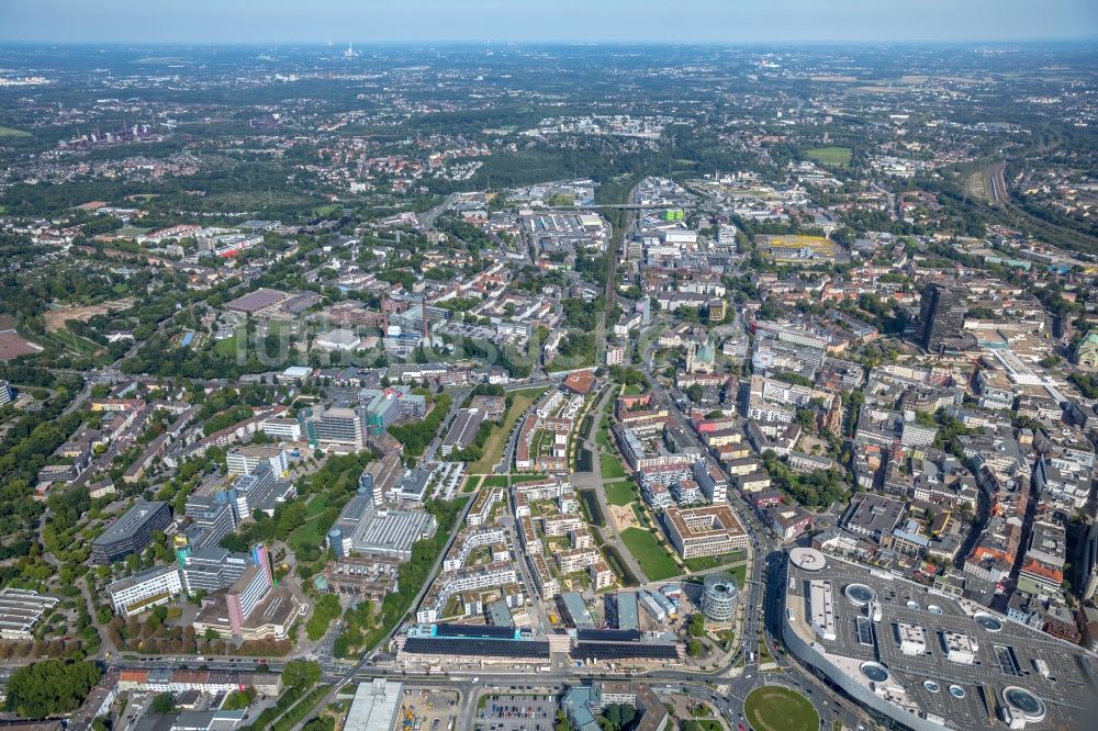 Essen von oben - Baustelle der Unternehmenszentrale der Funke Mediengruppe am Berliner Platz in Essen im Bundesland Nordrhein-Westfalen