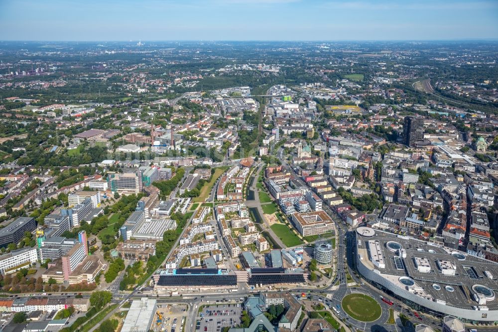 Luftbild Essen - Baustelle der Unternehmenszentrale der Funke Mediengruppe am Berliner Platz in Essen im Bundesland Nordrhein-Westfalen