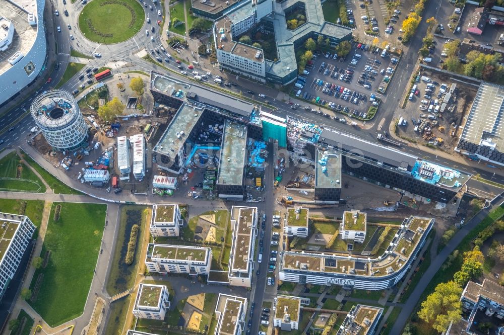 Luftbild Essen - Baustelle der Unternehmenszentrale der Funke Mediengruppe am Berliner Platz in Essen im Bundesland Nordrhein-Westfalen